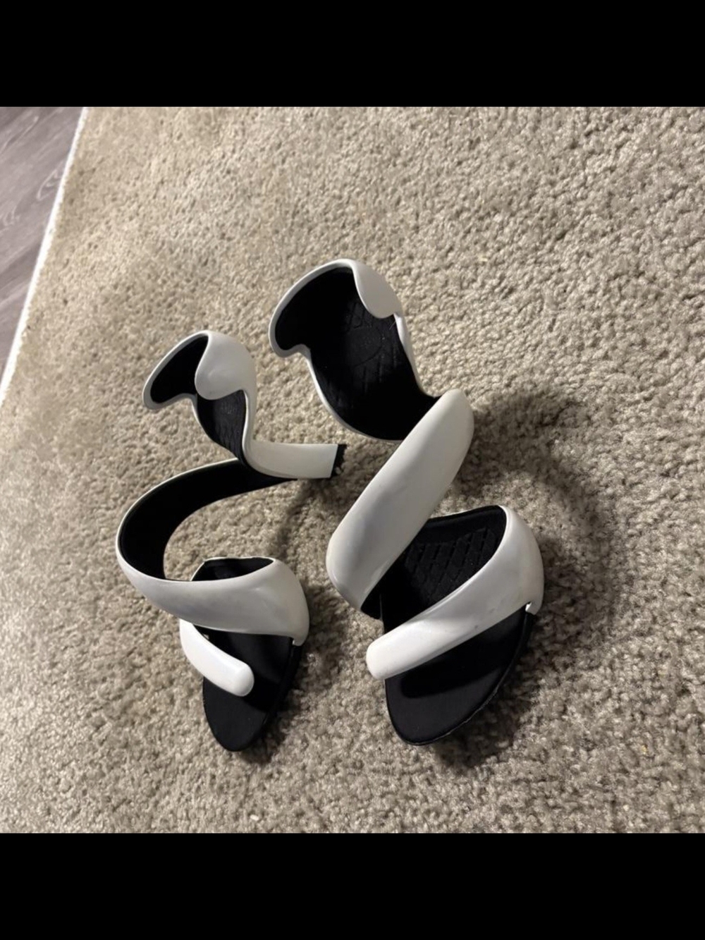 Julian Hakes Inspired Sculpted White Spiral-Strap Heels for Women